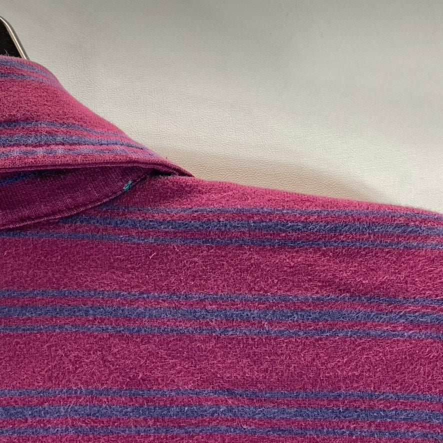EDDIE BAUER Outdoor Outfitters Men's Wine Striped Vintage Long Sleeve Polo SZ XL