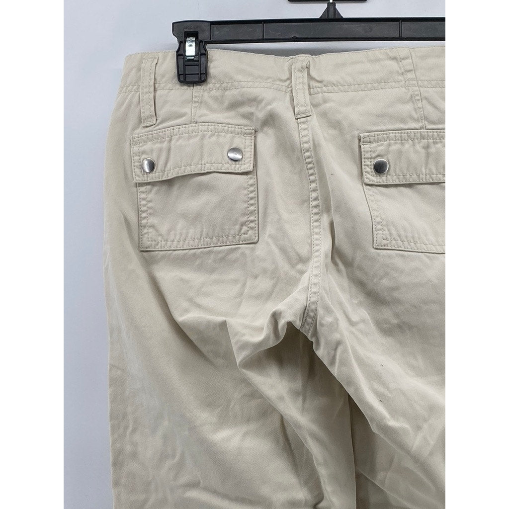 GAP Women's Beige Zipper-Hem Straight-Leg Relaxed-Fit Pants SZ 4