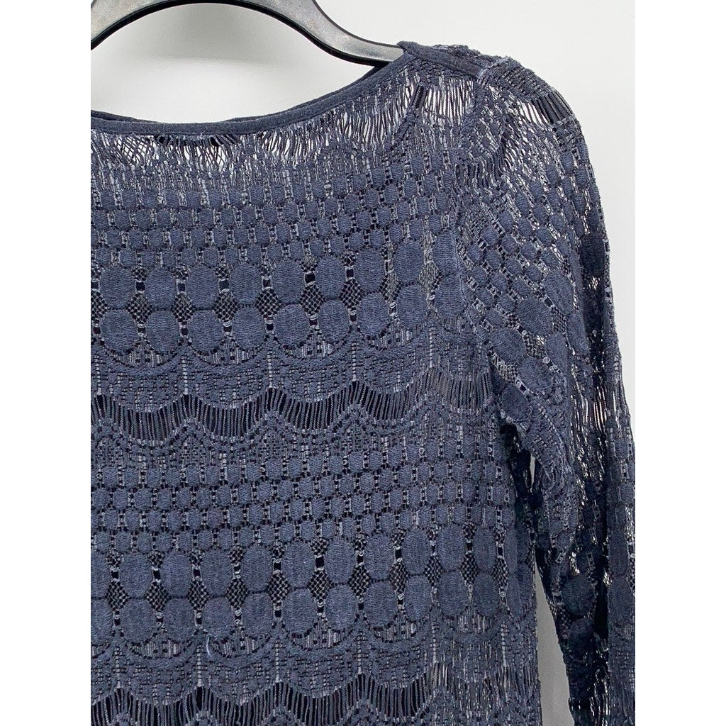 MAX JEANS Women's Navy Knit Crewneck Layered Top SZ XS