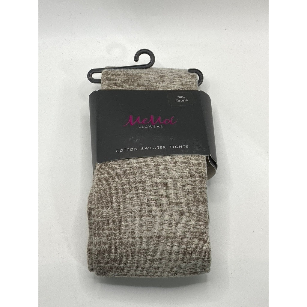 MEMOI Women's Heather Taupe Cotton-Blend Pull-On Sweater Tights SZ M/L