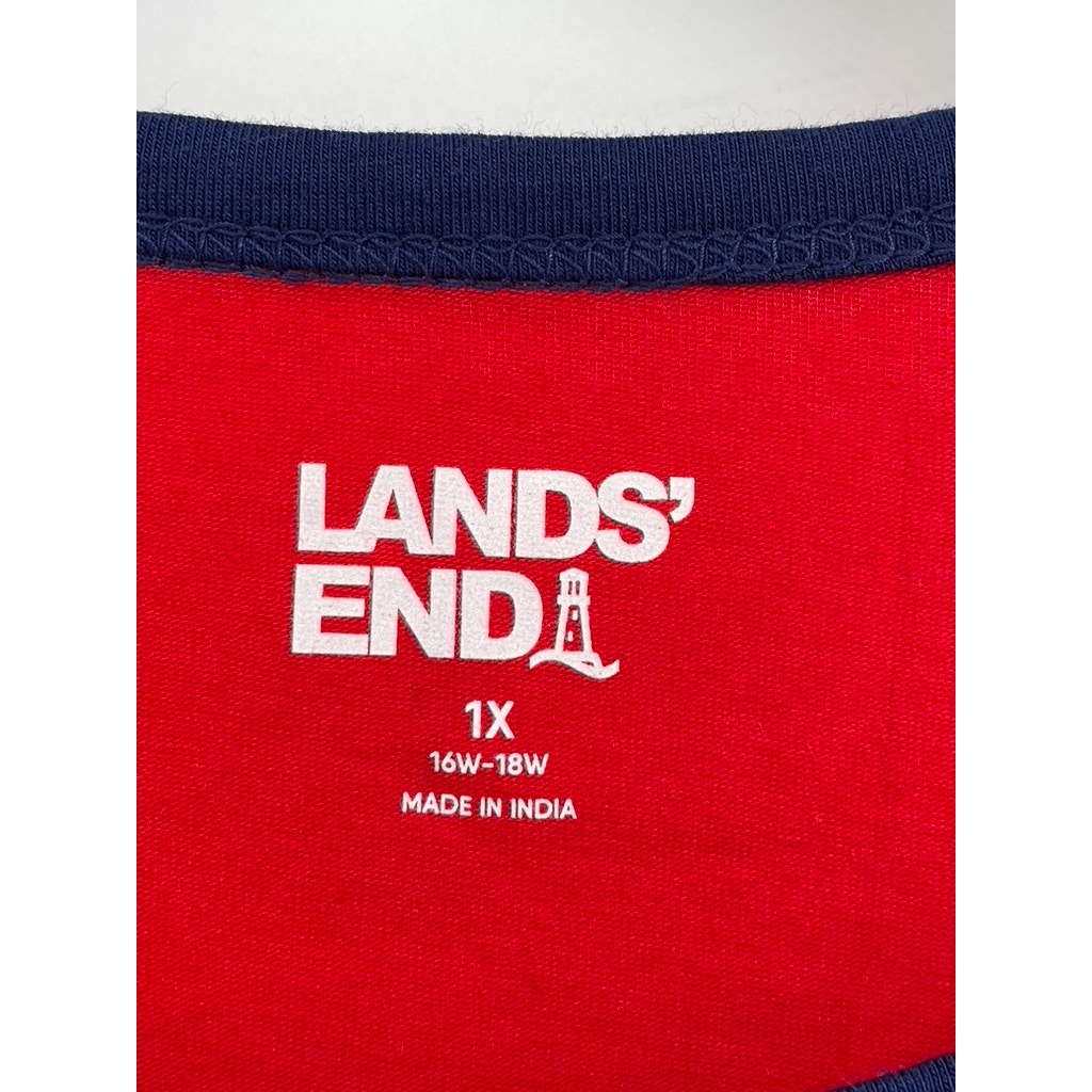 LANDS' END Women's Plus Red Crewneck Long Sleeve Top SZ 1X