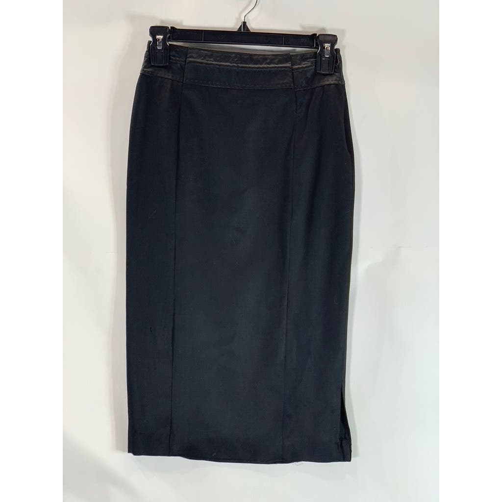 LES COPAINS Women's Black Wool Straight Midi Pencil Skirt SZ 42 IT US S