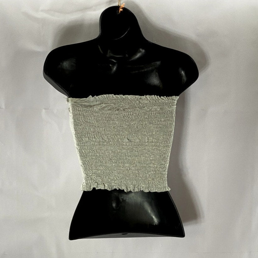 TRES BIEN Women's Light Gray Smocked Strapless Cropped Tube Top SZ S
