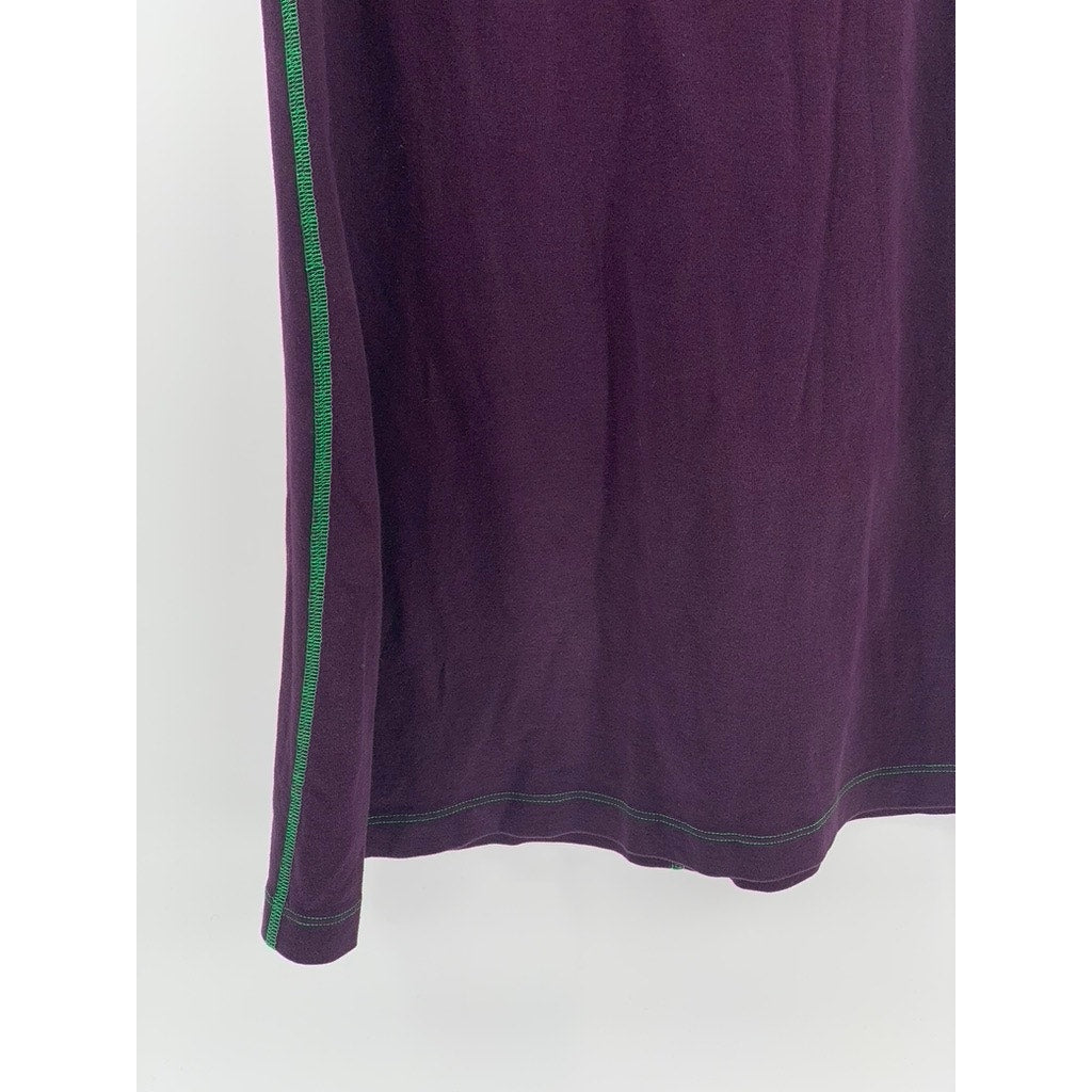 AJ ANDREA JOVINE Women's Purple-Green Scoop-Neck Knit A-Line Knee Dress SZ S