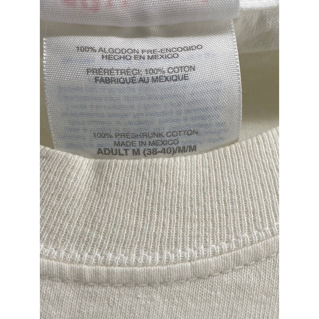 HANES Men's Off-White Newport Lighthouse Short Sleeve T-Shirt SZ M