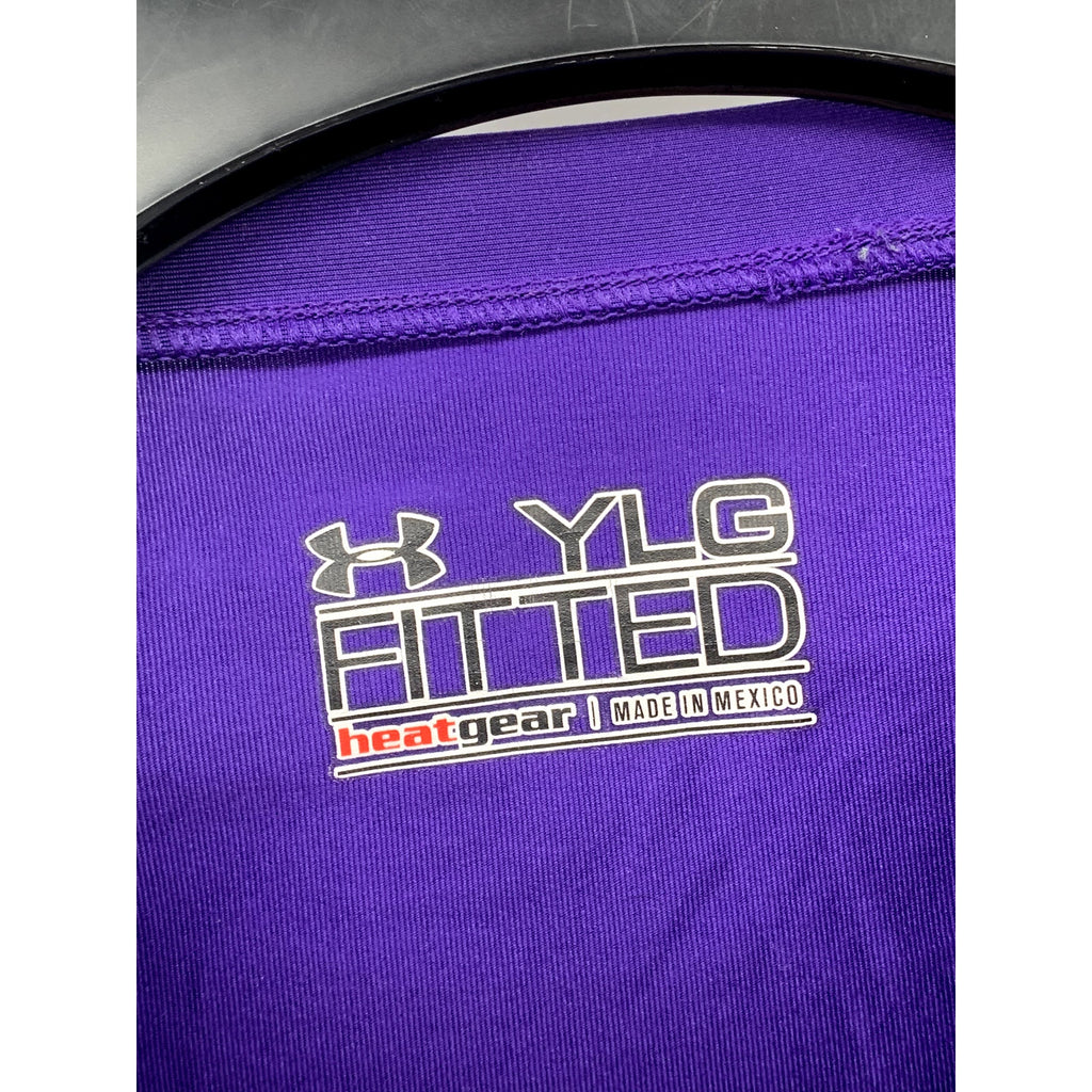 UNDER ARMOUR Girls' Purple Fitted Logo Crewneck Long Sleeve ActiveTop SZ XL