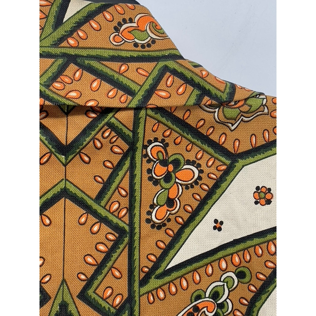 BERNARDO Women's Vintage 60's Orange Printed Long Sleeve Blazer SZ L