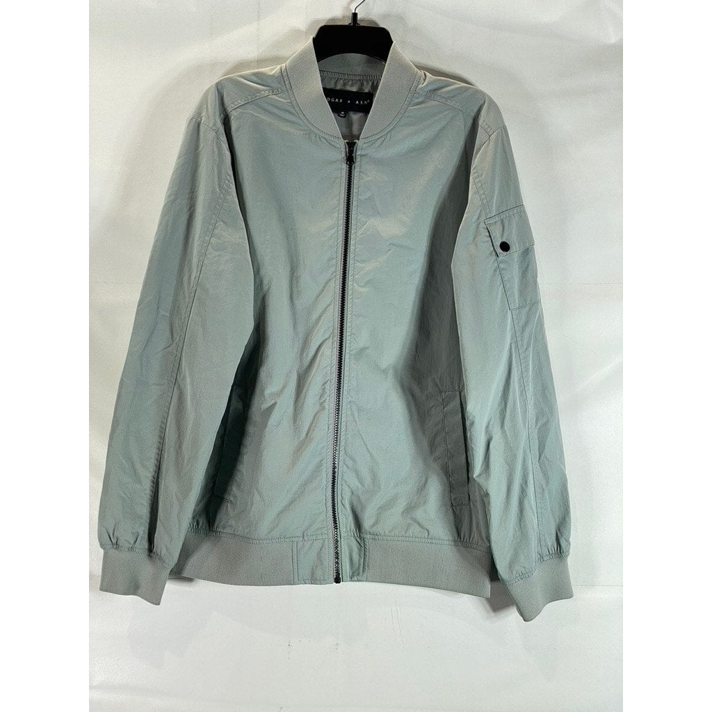 EDGAR + ASH Men's Gray Full-Zip Windbreaker Bomber Jacket SZ M