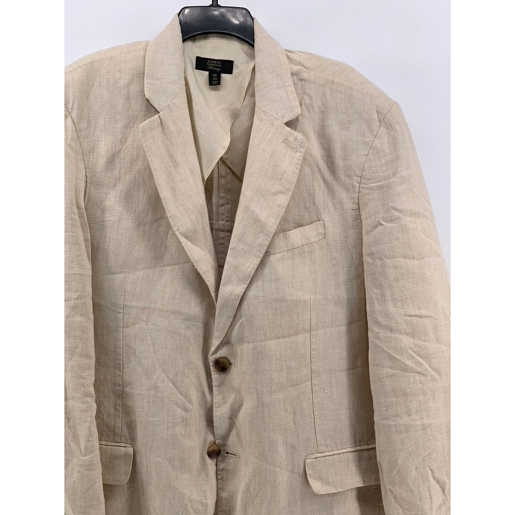 CLUB ROOM Men's Beige Linen Two Button Blazer SZ 2XL