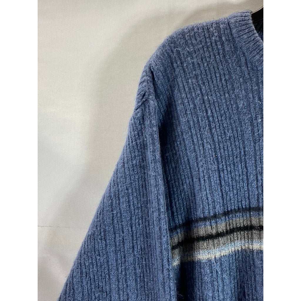 ARIZONA JEAN COMPANY Men's Blue Striped Vintage Crewneck Pullover Sweater SZ XL