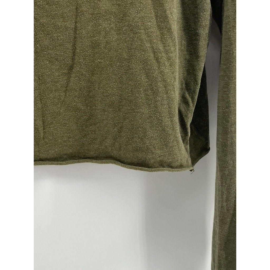 CITY STREETS Women's Olive Green Crewneck The Future Long Sleeve Top SZ M