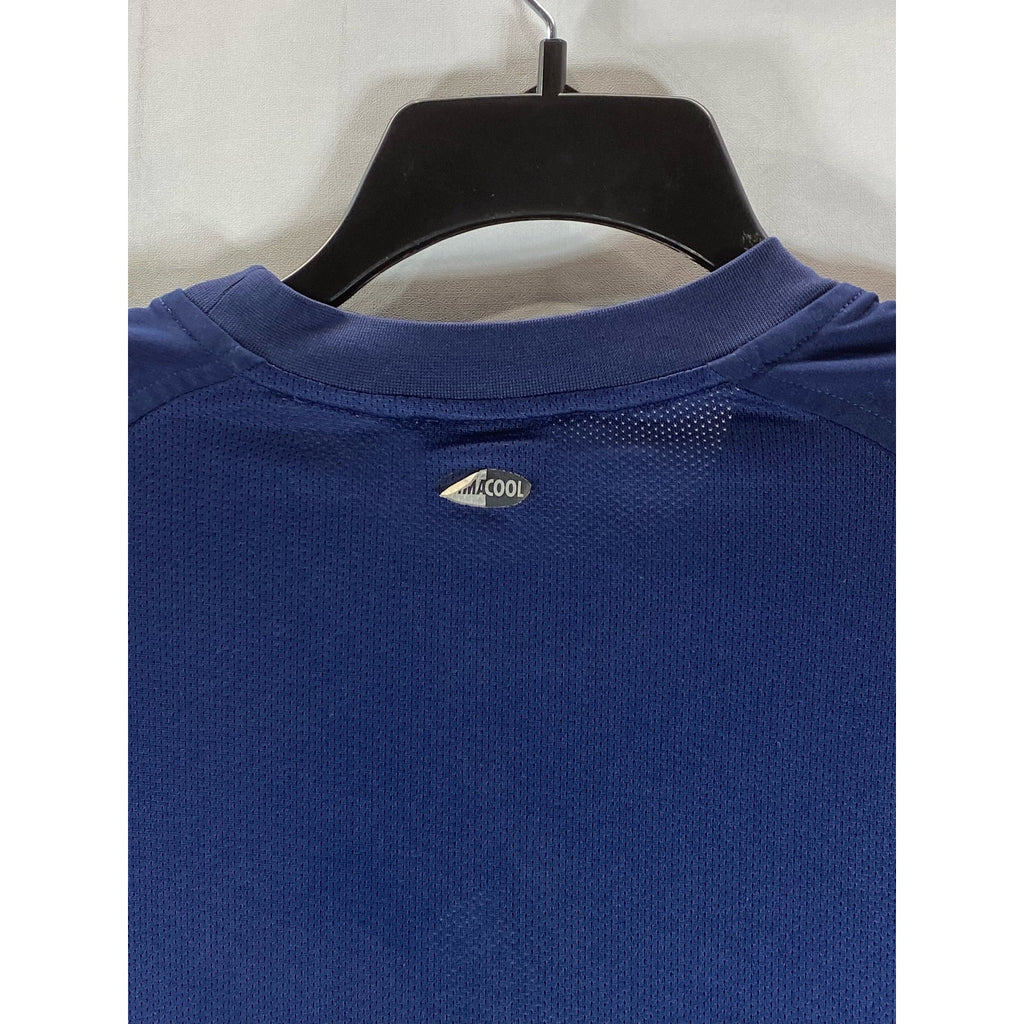 ADIDAS Men's Navy Vintage Crewneck Mesh Basketball Short Sleeve T-Shirt SZ M