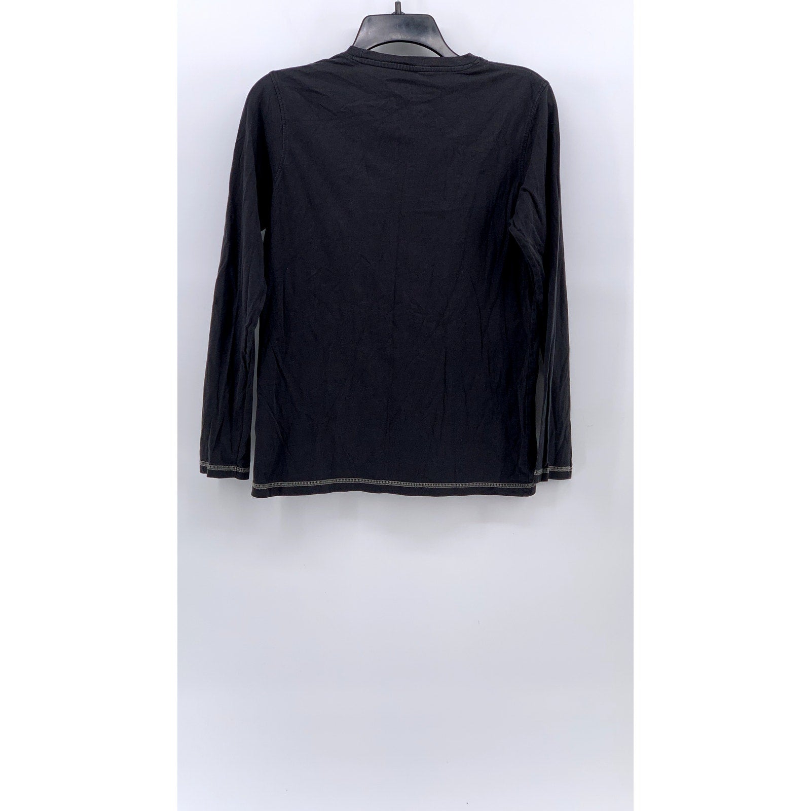 QUICKSILVER Boys' Washed Black Crewneck Patch Logo Long Sleeve T-Shirt SZ 14