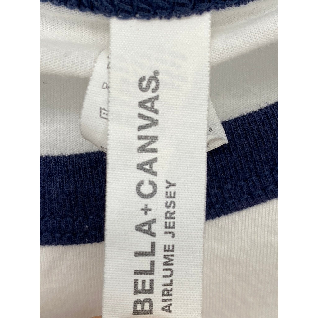 BELLA + CONVAS Women's Navy Blue-White Agatha All Along Crewneck Top SZ S
