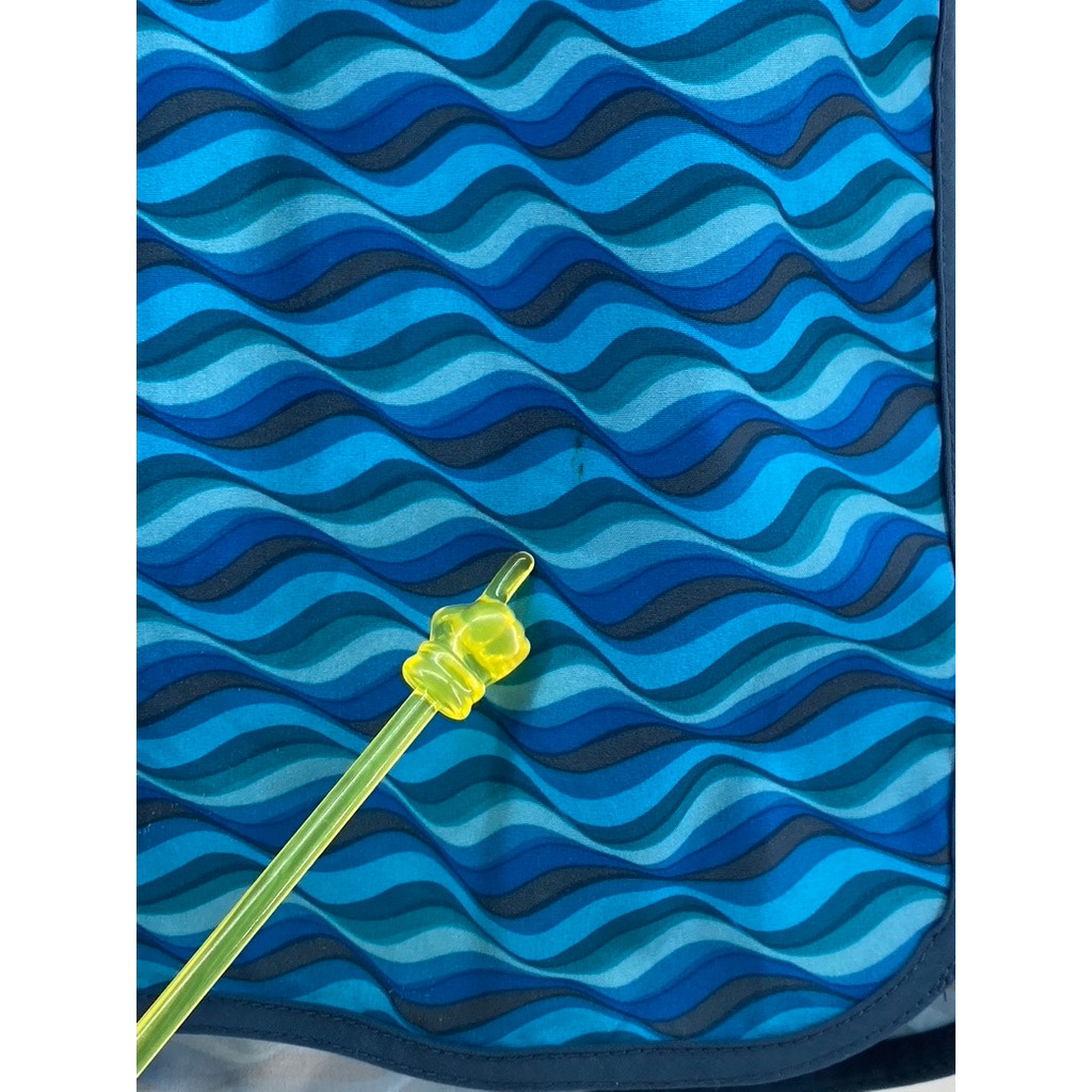 FAIR HARBOR Men's Dark Blue Wave Print Drawstring Swim Trunks SZ M