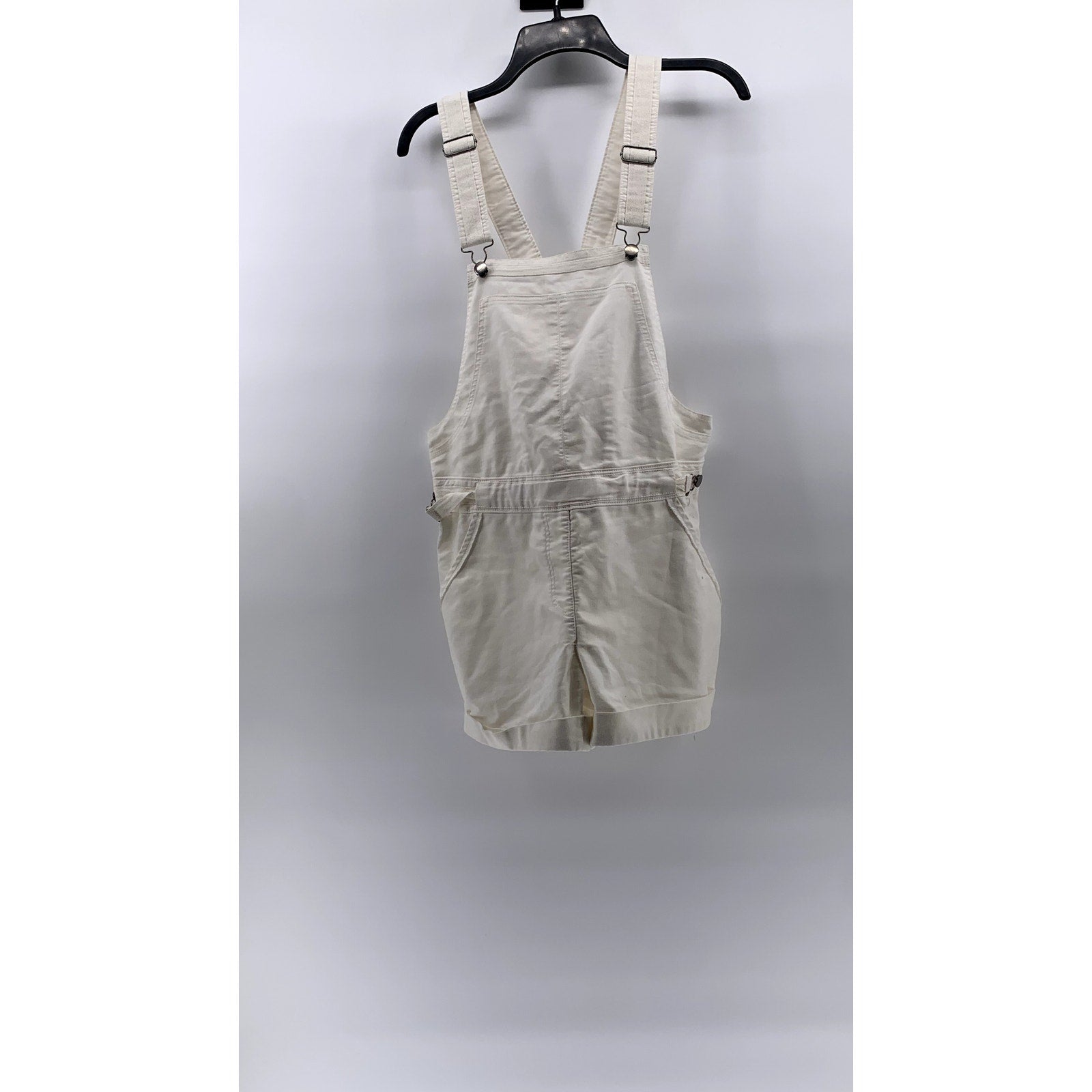 GREYLIN Women's White Denim Back-Zip Short Style Cuffed Overall SZ S