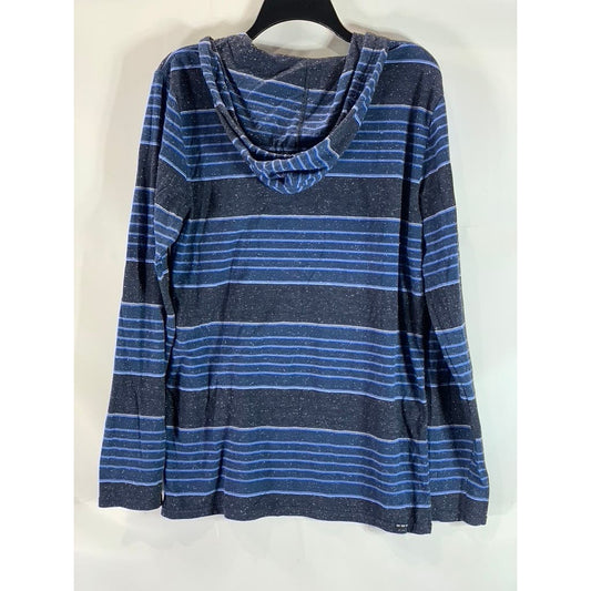 VANS Men's Blue Striped Lightweight Pullover Hooded Sweatshirt SZ L