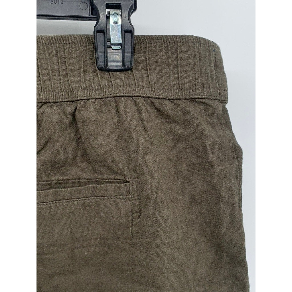 MATTY M Women's Olive Green Linen-Blend High-Waist Casual Shorts SZ M