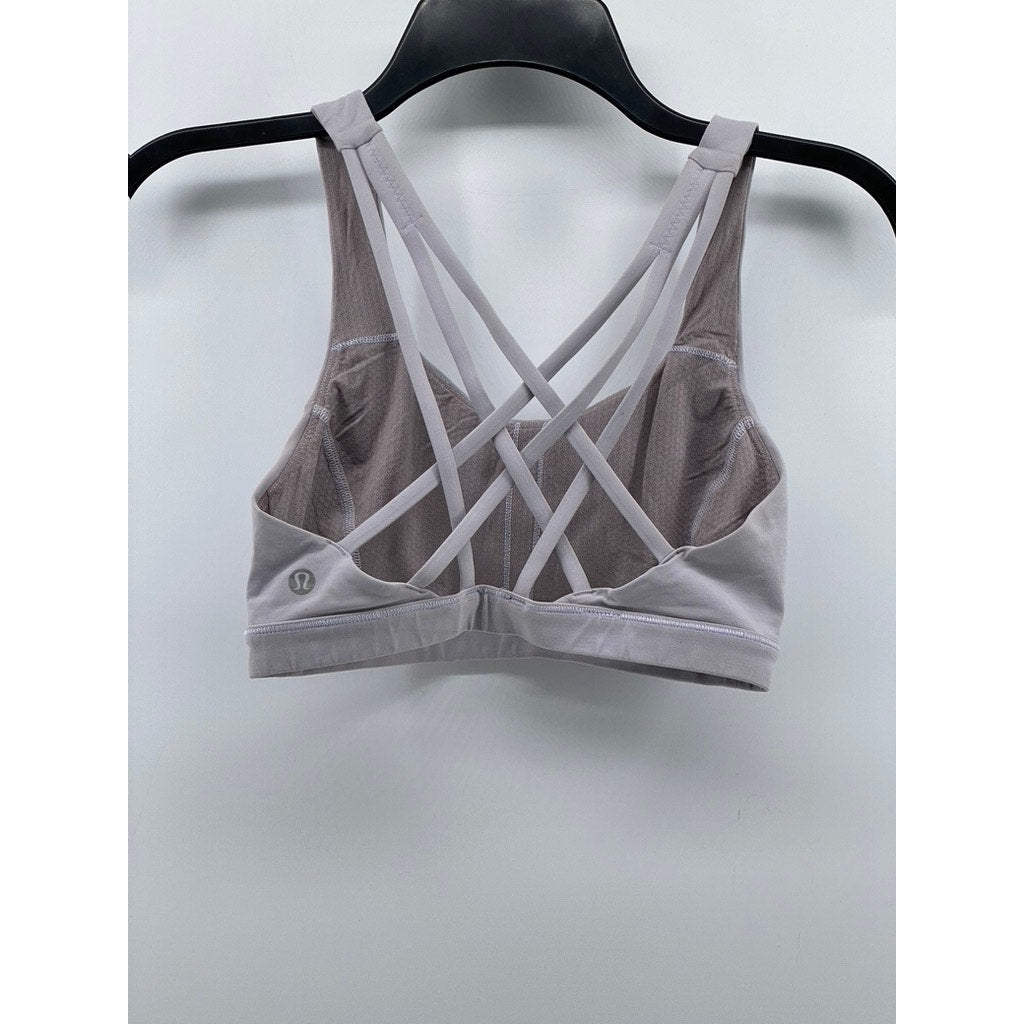 LULULEMON Women's White Strappy Back Energy Active Sports Bra SZ 4
