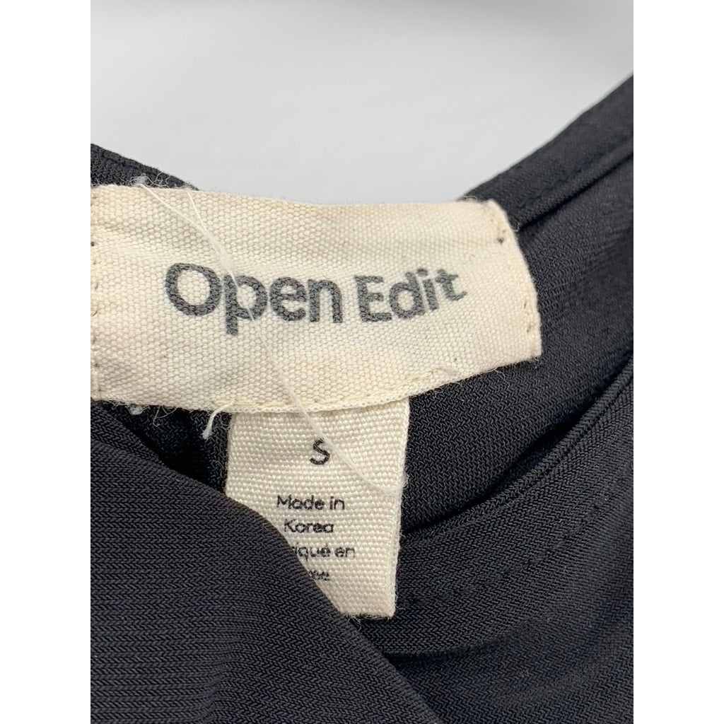 OPEN EDIT Women's Black Crewneck Cutout Back Bodysuit SZ S