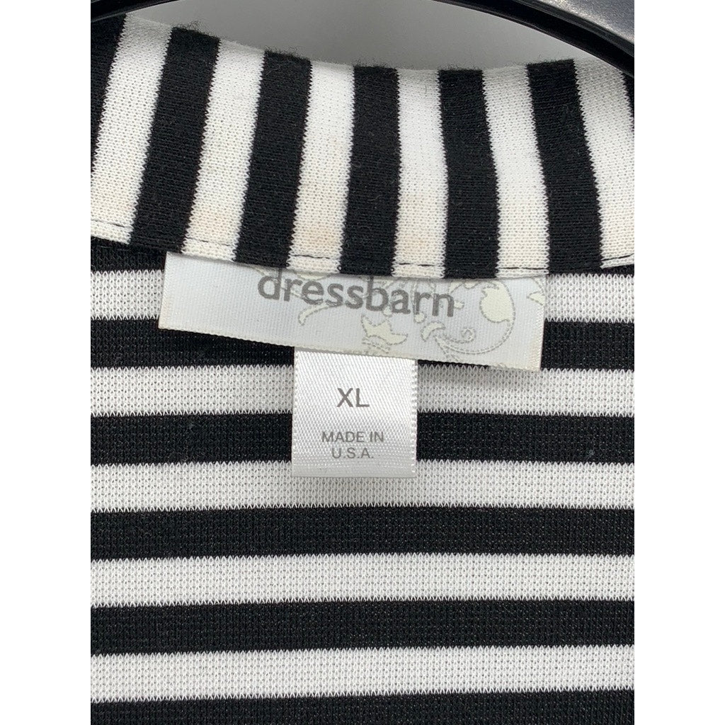 DRESSBARN Women's Black-White Striped Double Breasted Blazer SZ XL