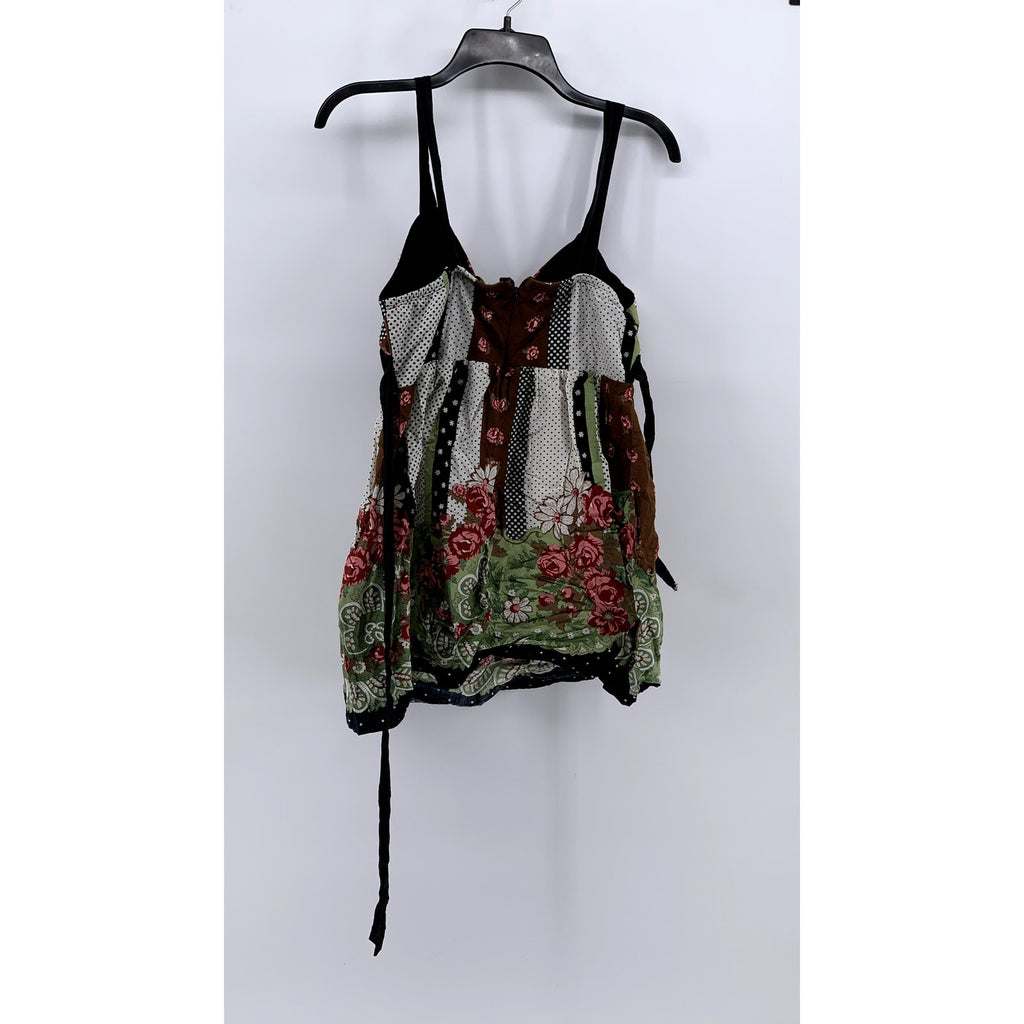 SPEECHLESS Women's Multi Floral Printed V-Neck Belted Top SZ M