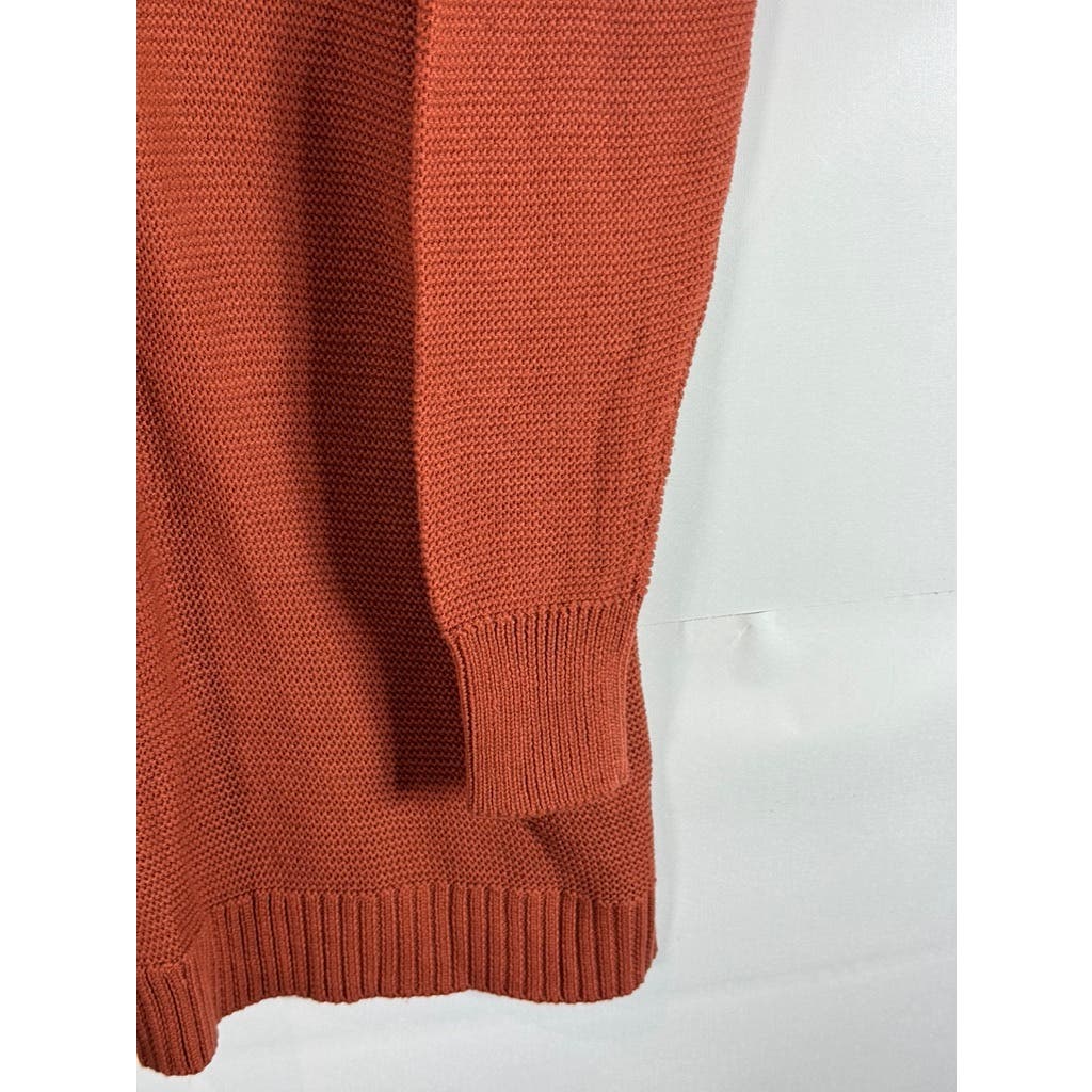 WEWOREWHAT Women's Rust Rib Knit Henley Long Sleeve Sweater Romper SZ S