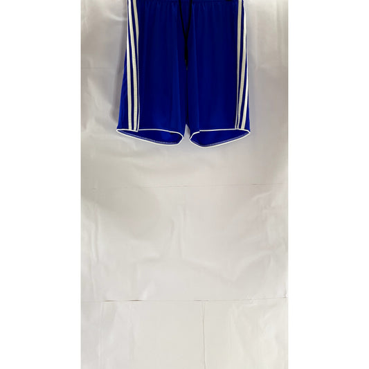 ADIDAS Women's Blue/White 3-Stripe Elastic Waist Climacool Pull-On Shorts SZ S