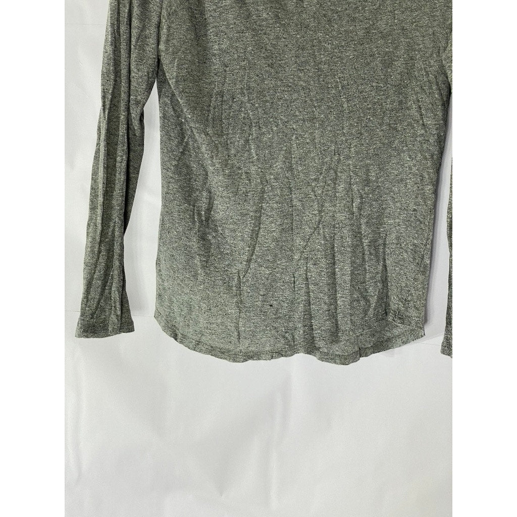 ZARA BASIC Women’s Gray Heather Scoop-Neck Long Sleeve Lightweight Top SZ M