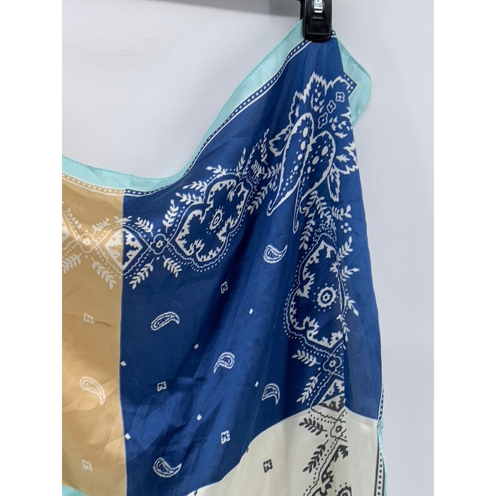 SPARKING FOR LOVE Women's Blue-Tan-White Paisley Printed Scarf