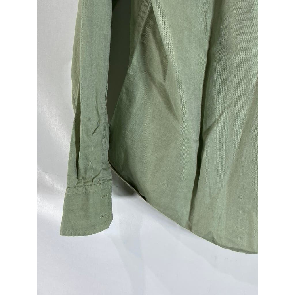 7 FOR ALL MANKIND Men's Green Button-Up Long Sleeve Shirt SZ L
