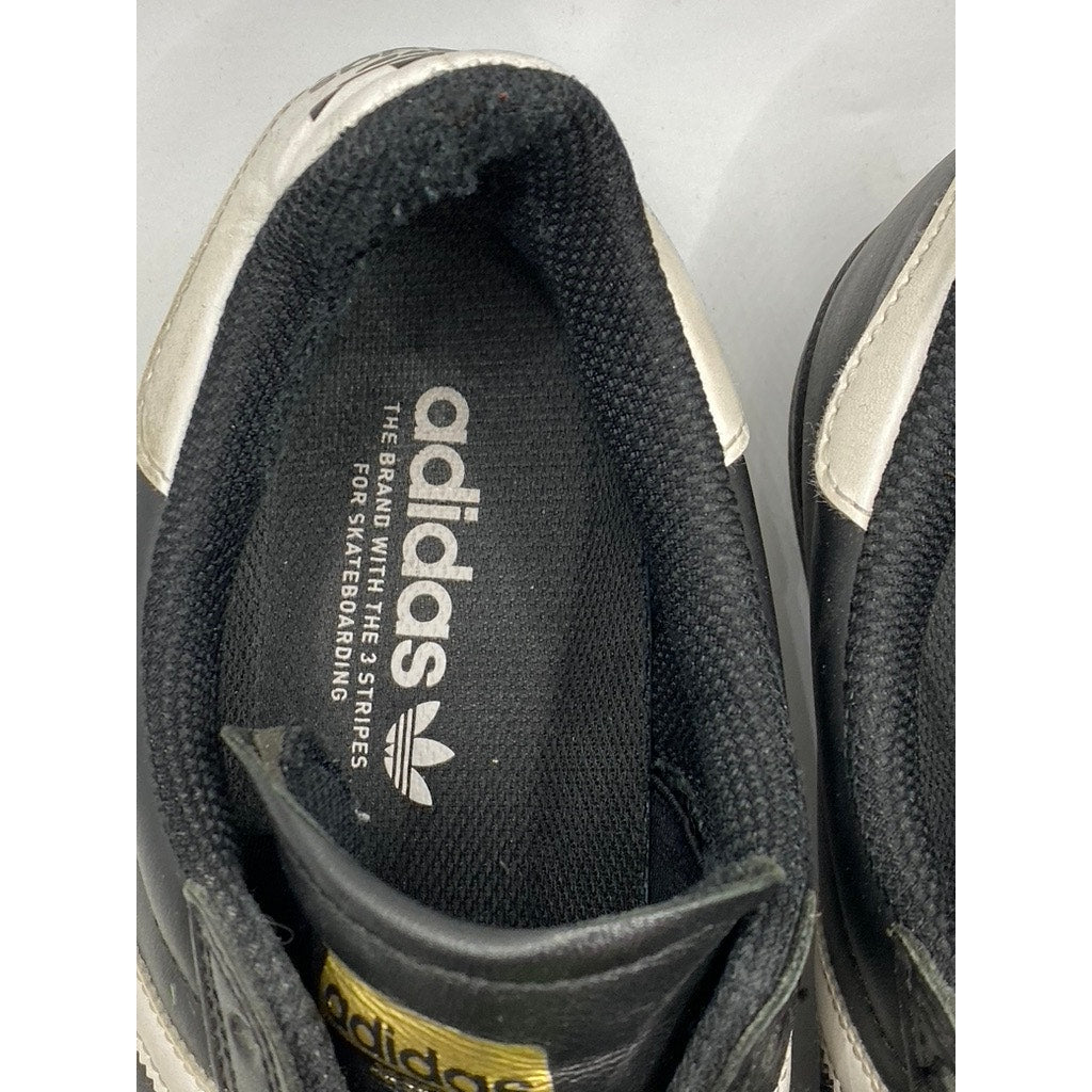 ADIDAS Men's Black Leather 3-Stripe Superstar II Lace-Up Low Top Sneakers SZ 7