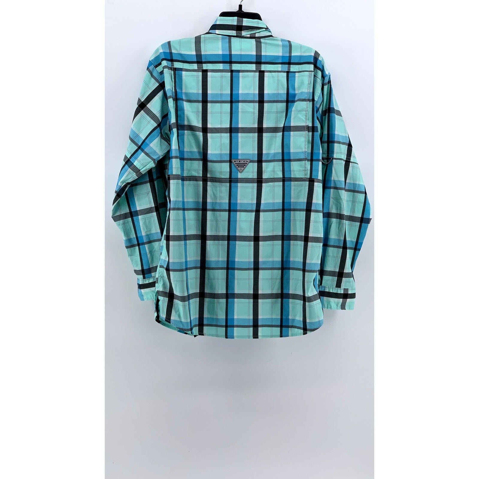 COLUMBIA Men's Blue Plaid PFG Button-Up Long Sleeve Shirt SZ S