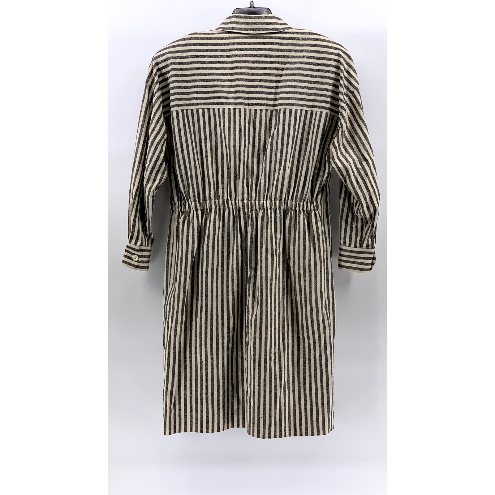 THE HE-RO GROUP Women's Vintage Black-Off White Striped Shirt Dress SZ 12