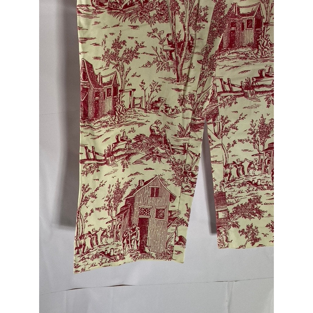 WHITE STAG Women's Vintage Tusk Red-White Printed Prairie Capri Pant SZ 10
