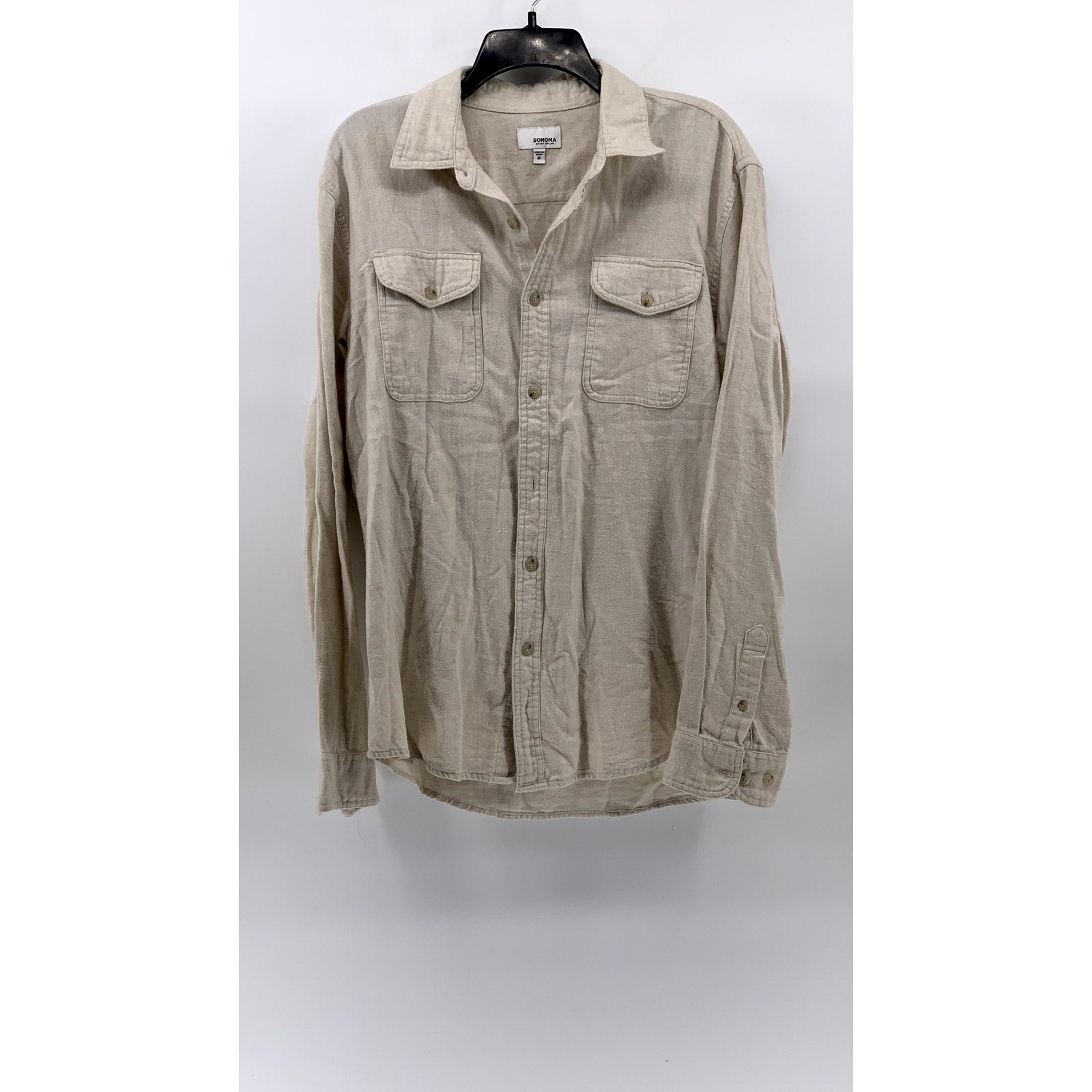 SONOMA GOODS FOR LIFE Men's Beige Button-Up Shirt SZ M