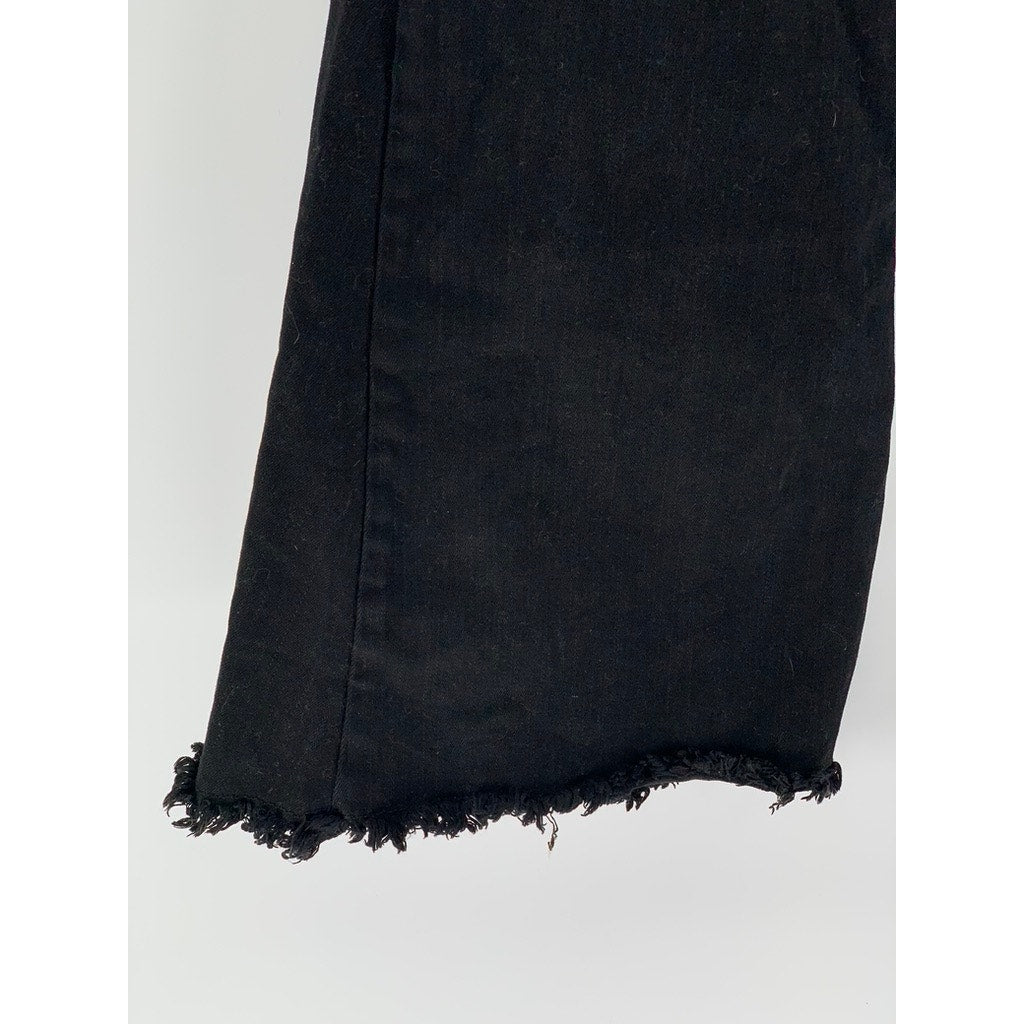 SAINTS AND HEARTS Women's Black Frayed Flare Jeans SZ M