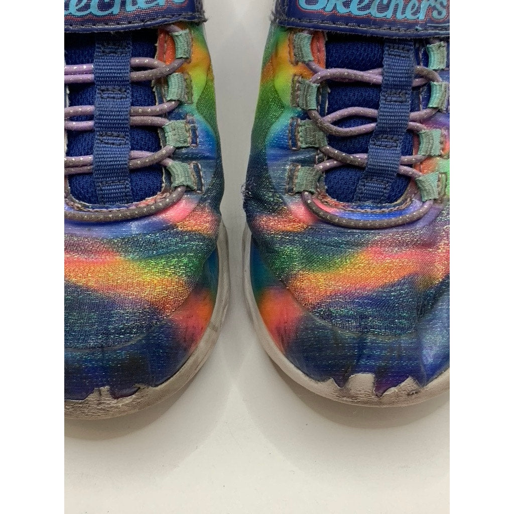 SKECHERS Little Girls' Blue-Multi Tie-Dye Coastline Running Shoes SZ 12