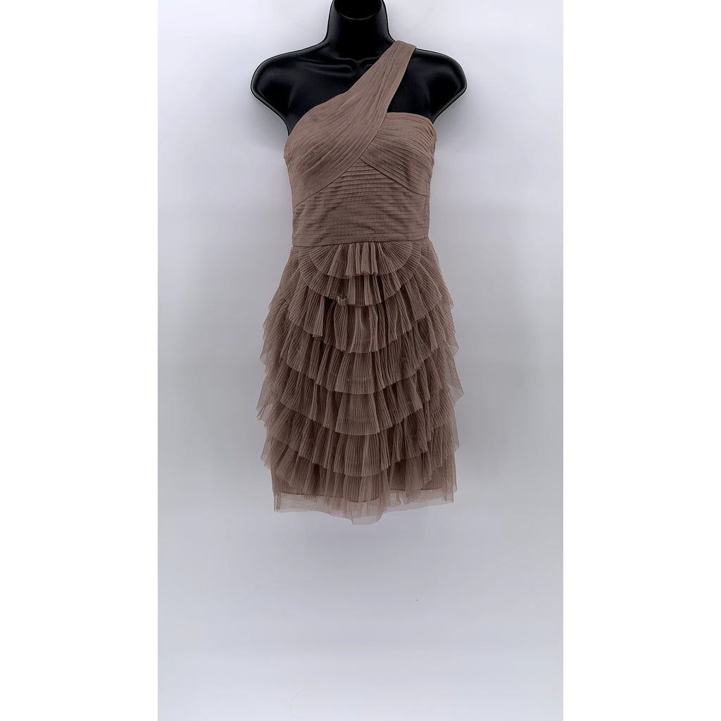 BCBGMAXAZARIA Women's Sepia Beige Azria Ella One-Shoulder Cocktail Dress SZ 6