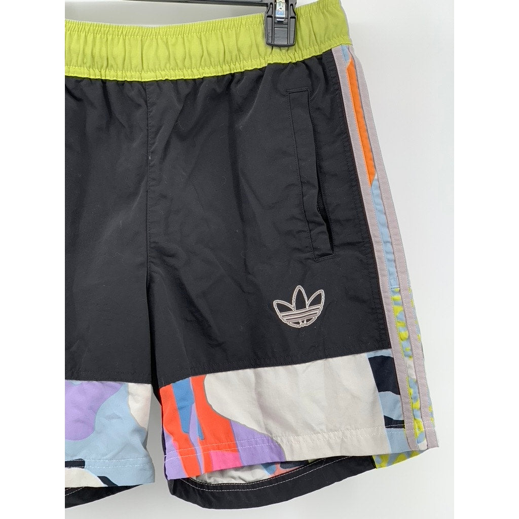 ADIDAS Unisex Adult Black-Multi Love Unites Printed Pull-On Woven Shorts SZ S