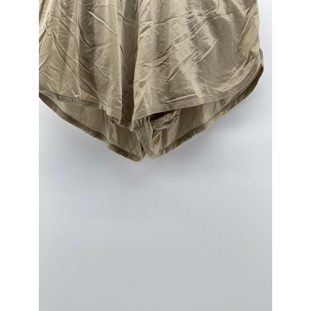 SOFFE Women's Beige Semi Sheer Pull-On Underlined Lightweight Shorts SZ S