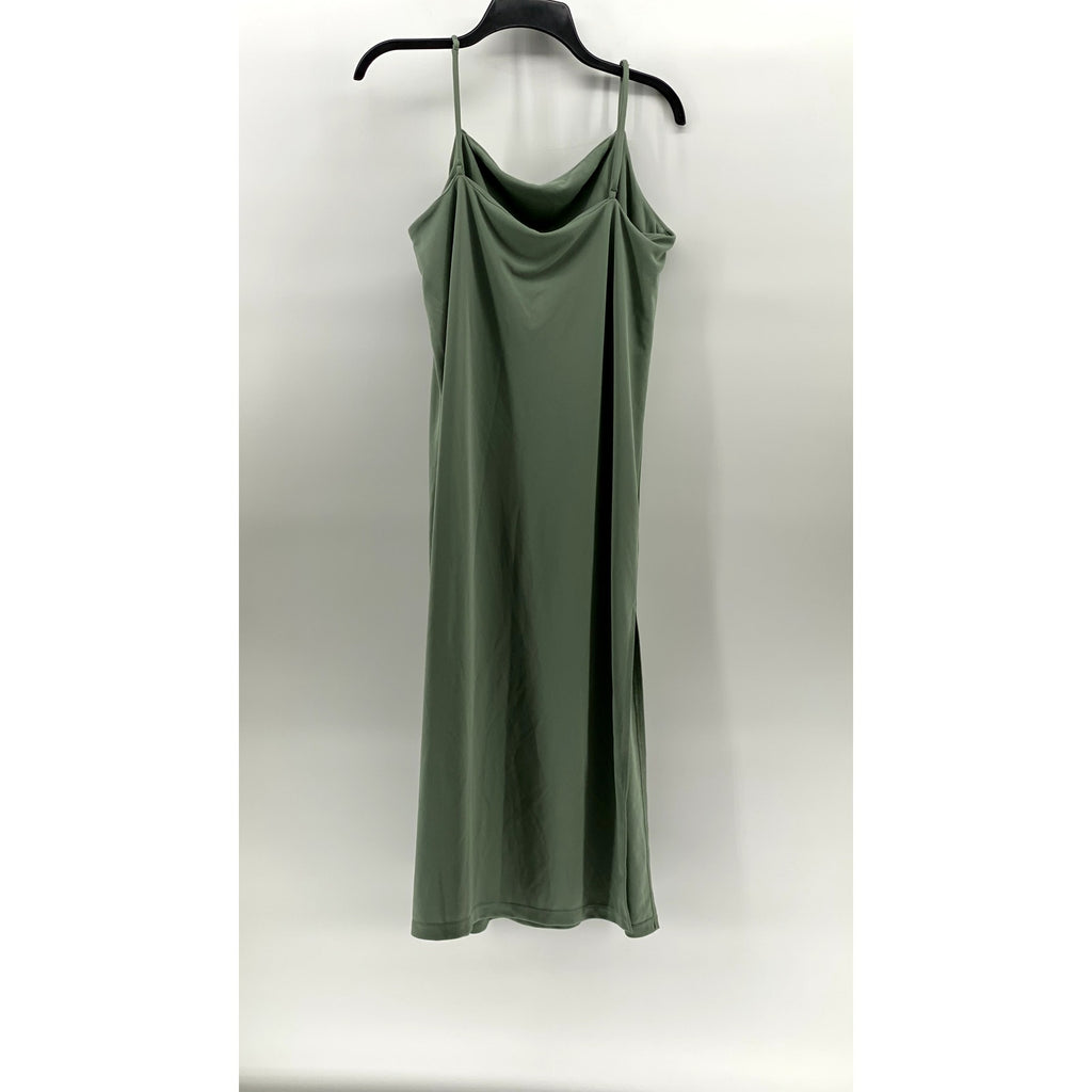 H&M Women's Sage Green Cowl-Neck Spaghetti Strap Midi Slip Dress SZ L