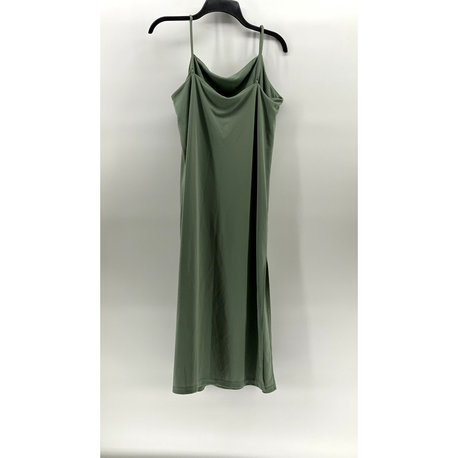 H&M Women's Sage Green Cowl-Neck Spaghetti Strap Midi Slip Dress SZ L