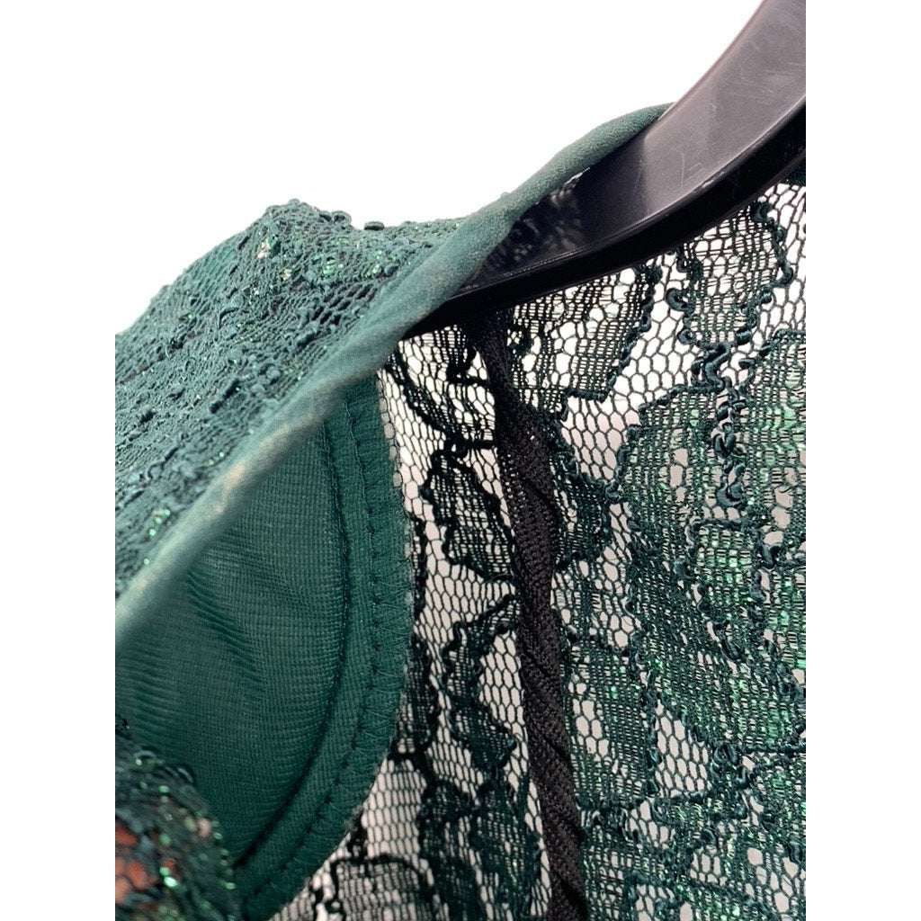 SHARADE NITES Women's Vintage Plus Dark Green Floral Lace Cardigan SZ 20W