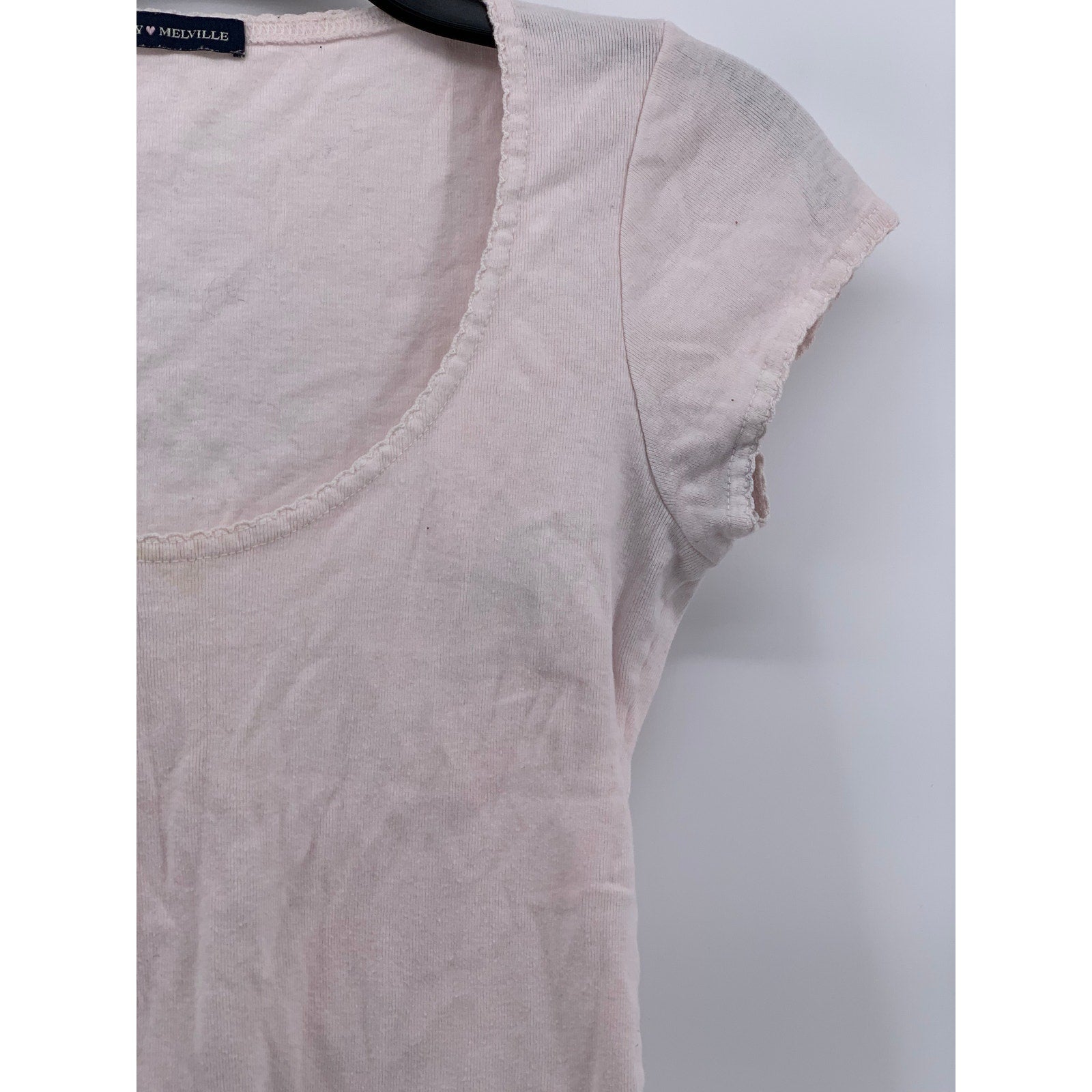 BRANDY MELVILLE Women's Light Pink Scoop-Neck Short Sleeve Casual Top SZ OS