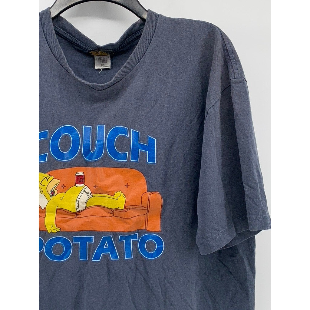 CHANGES Men's Vintage 90's Gray Couch Potato Homer Graphic Crewneck T-Shirt SZXL