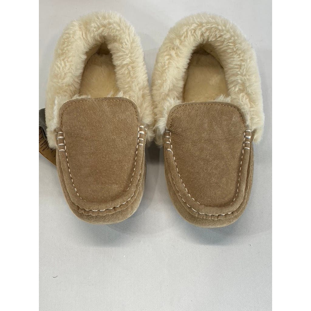 LAMO Women's Tan Suede Faux-Fur Aussie Moc-Toe Cirrus Memory Foam Slipper SZ 7