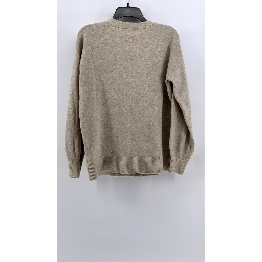 OAT NEW YORK Women's Beige V-Neck Button-Down Long Sleeve Sweater SZ L