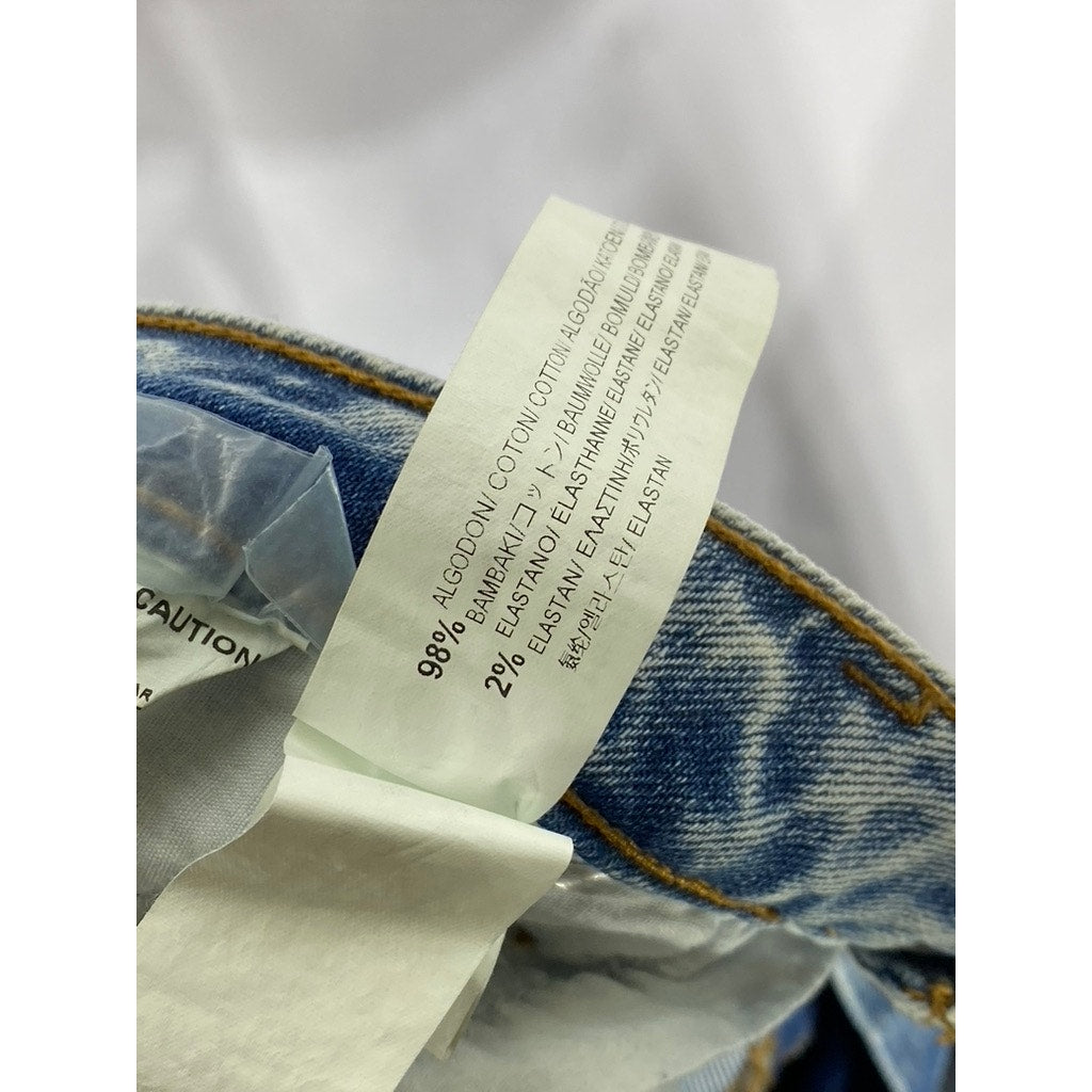 ZARA Men’s Light Blue Wash Denim Distressed Slim-Leg Button-Fly Jean SZ 32