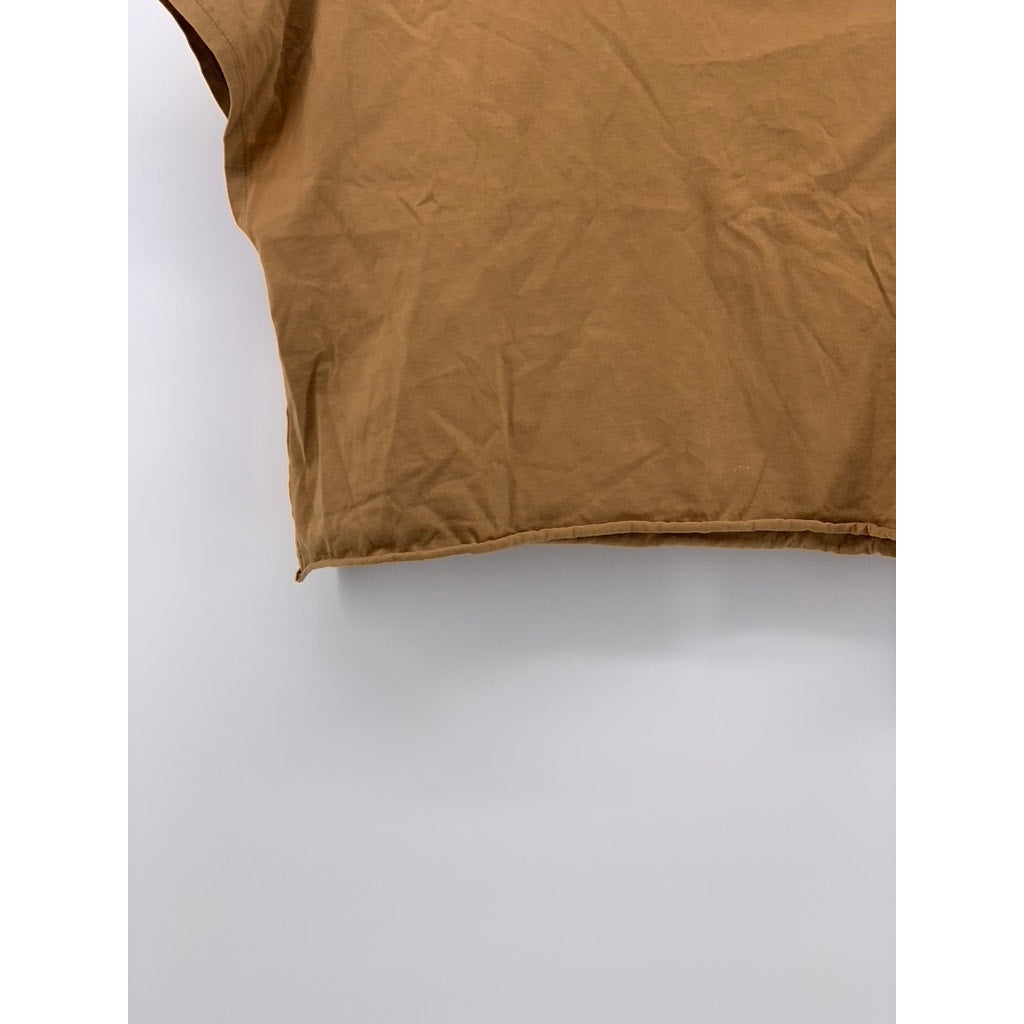 UNIQLO Women's Camel Brown Solid Crewneck Short Sleeve Oversized Crop Top SZ XS